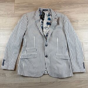 Paisley & Gray Seersucker Navy Striped Blazer Double Vented Nautical Preppy 42S